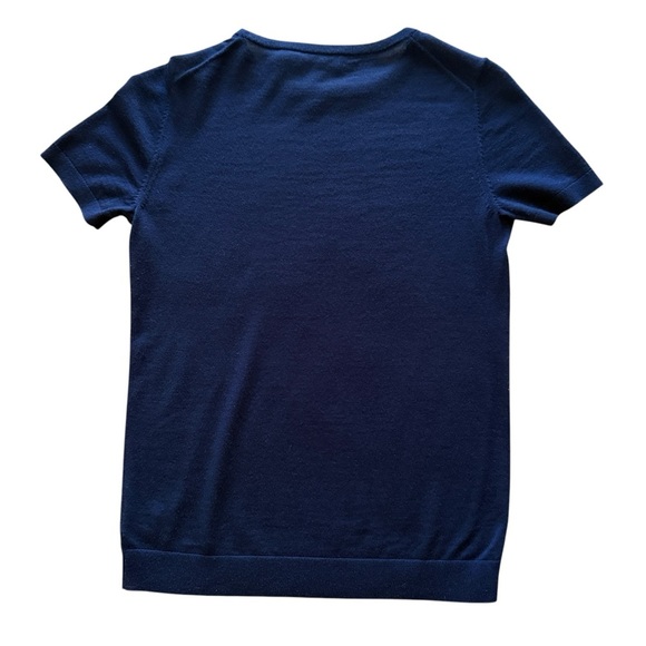 Theory Blue Short Sleeve Merino Wool Lightweight Tee - Picture 3 of 5